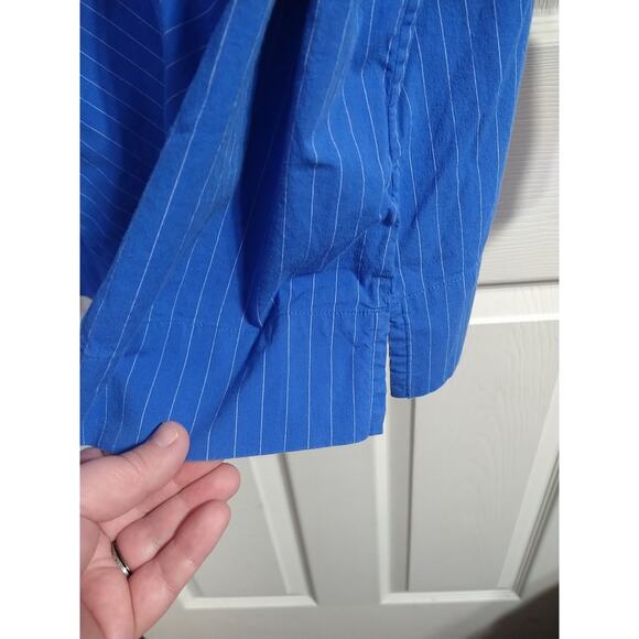 Avenue Woman 18/20 Shirt Blue Striped Classic Collared Button 3/4 Sleeve - Picture 7 of 8